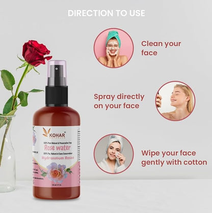 Rose Water - Made in Canada Facial Toner Mist Spray. 120 ml
